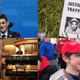 Clockwise from top left: Kyle Kashuv, a sign at a protest for Trayvon Martin. Nicholas Sandmann, the casket of Michael Brown Jr.